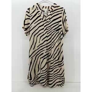 H&M Beige Zebra Print V-neck Tunic size XS